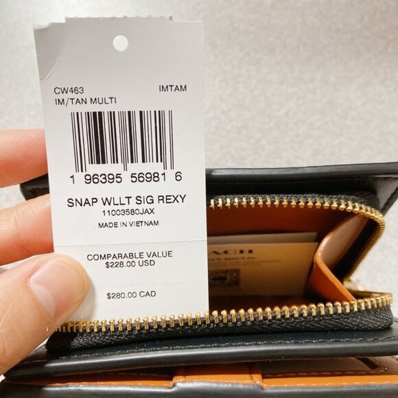 Coach Cosmic Coach Snap Wallet in Signature Canvas with Rexy Print, Tan Multi - Picture 6 of 6